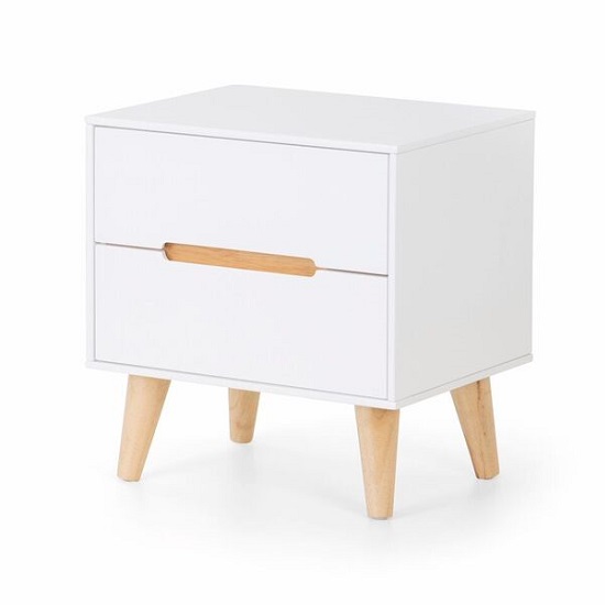 Oregon Bedside Cabinet In Matt White And Oak