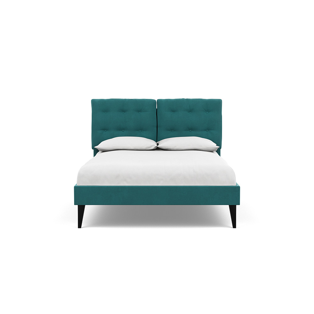 Heal's Mistral Double Bed Smart Velvet Turquoise Black Feet