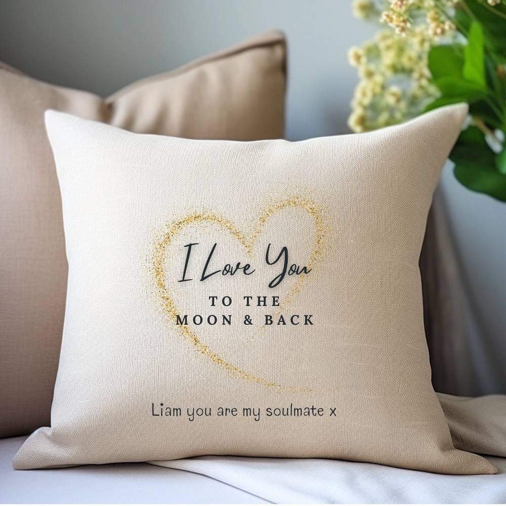 Aye Do Gifts Personalised Love You to the Moon & Back Cushion in Beige