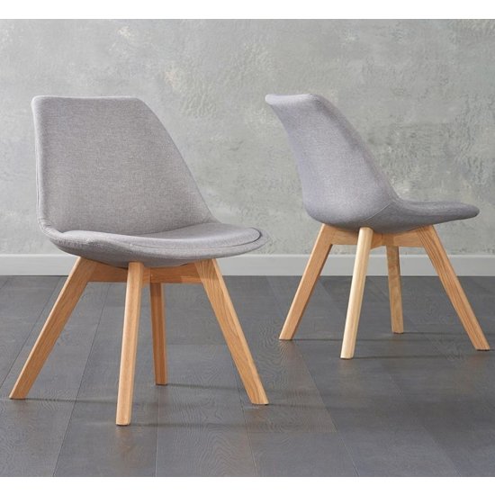 Bertake Light Grey Fabric Dining Chairs In Pair