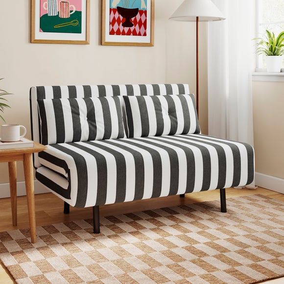 Phoebe Woven Stripe Small Double 2 Seater Sofa Bed
