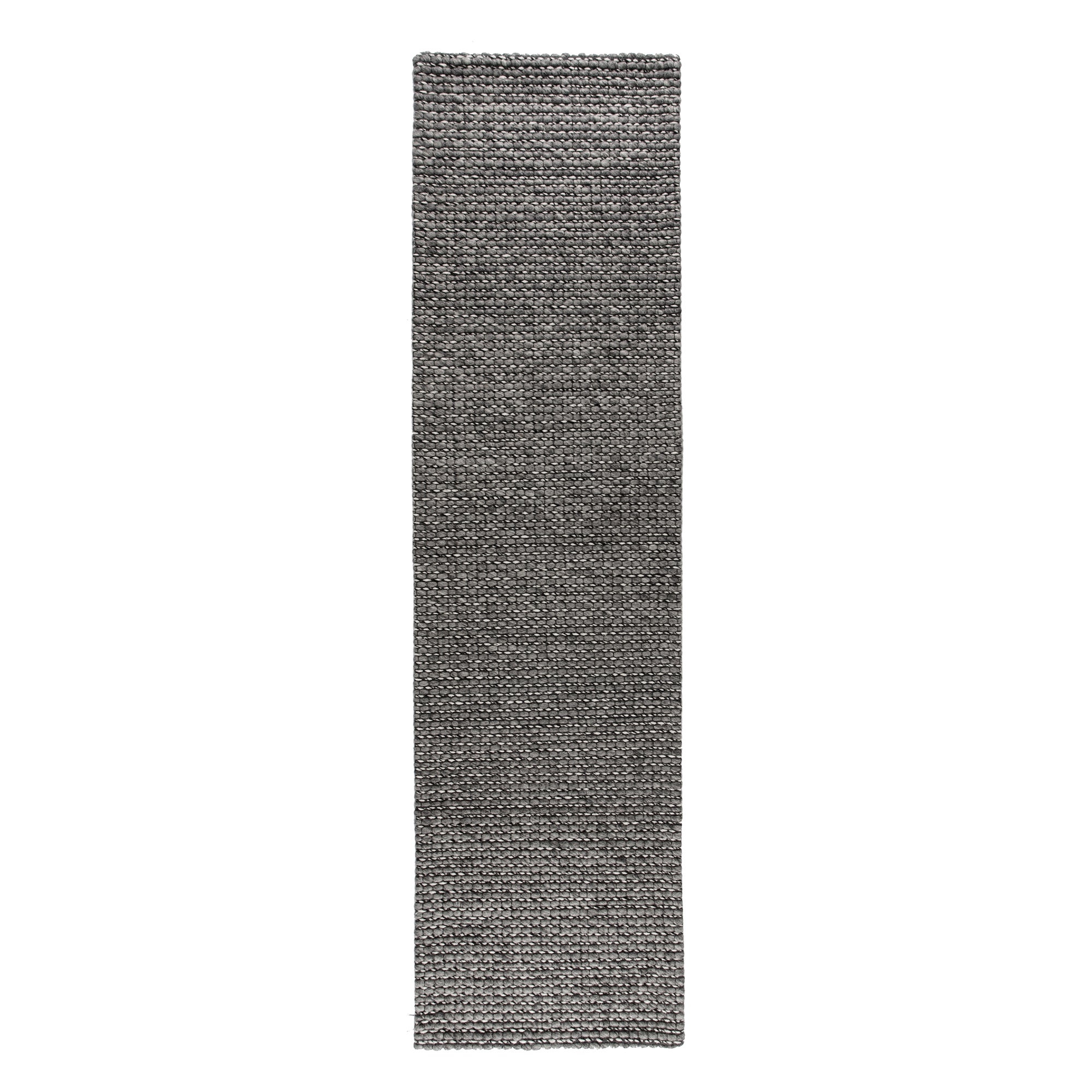 Grey Textured Wool Mix Runner Grey