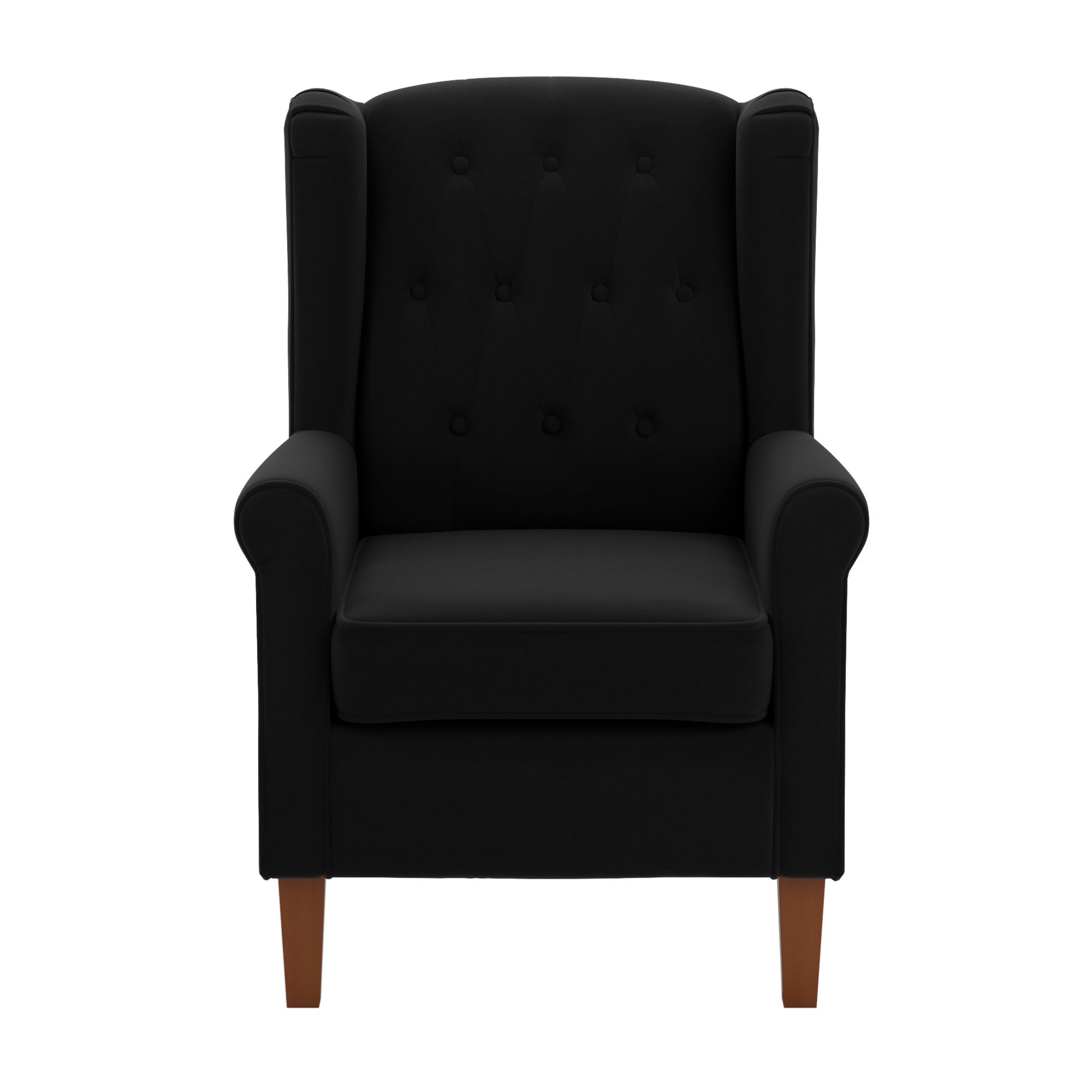 Oswald Button Back Velvet Armchair Black