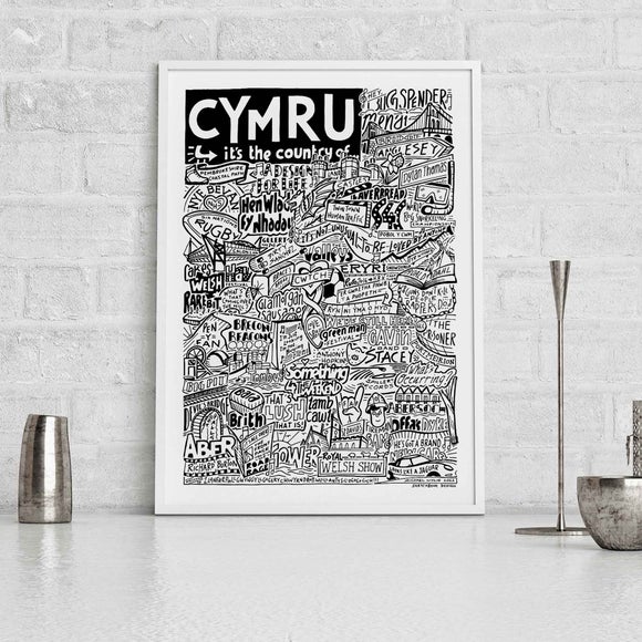 Sketchbook Design Cymru Landmarks Framed Print