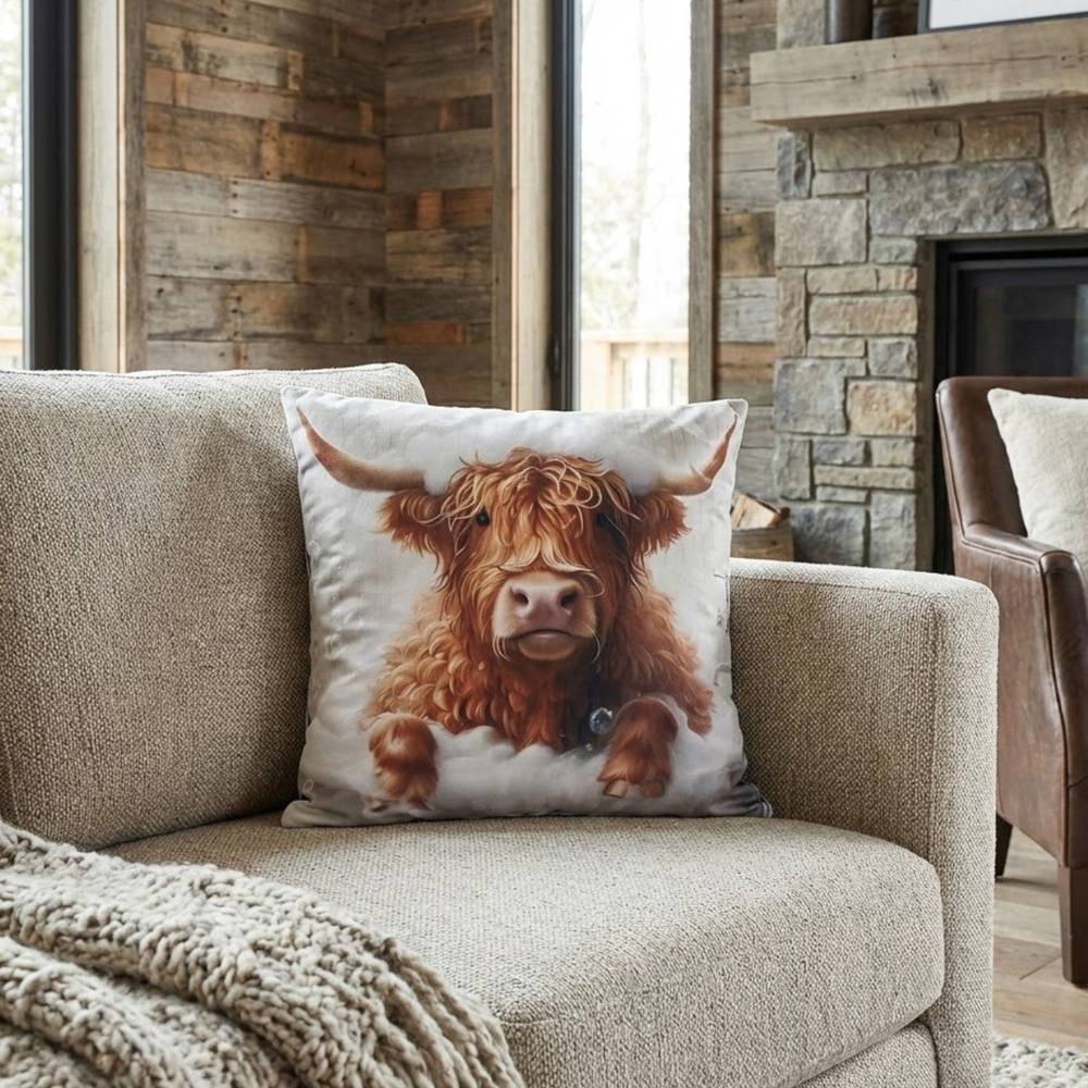 Garden Greatness Highland Cow In Bath Cushion