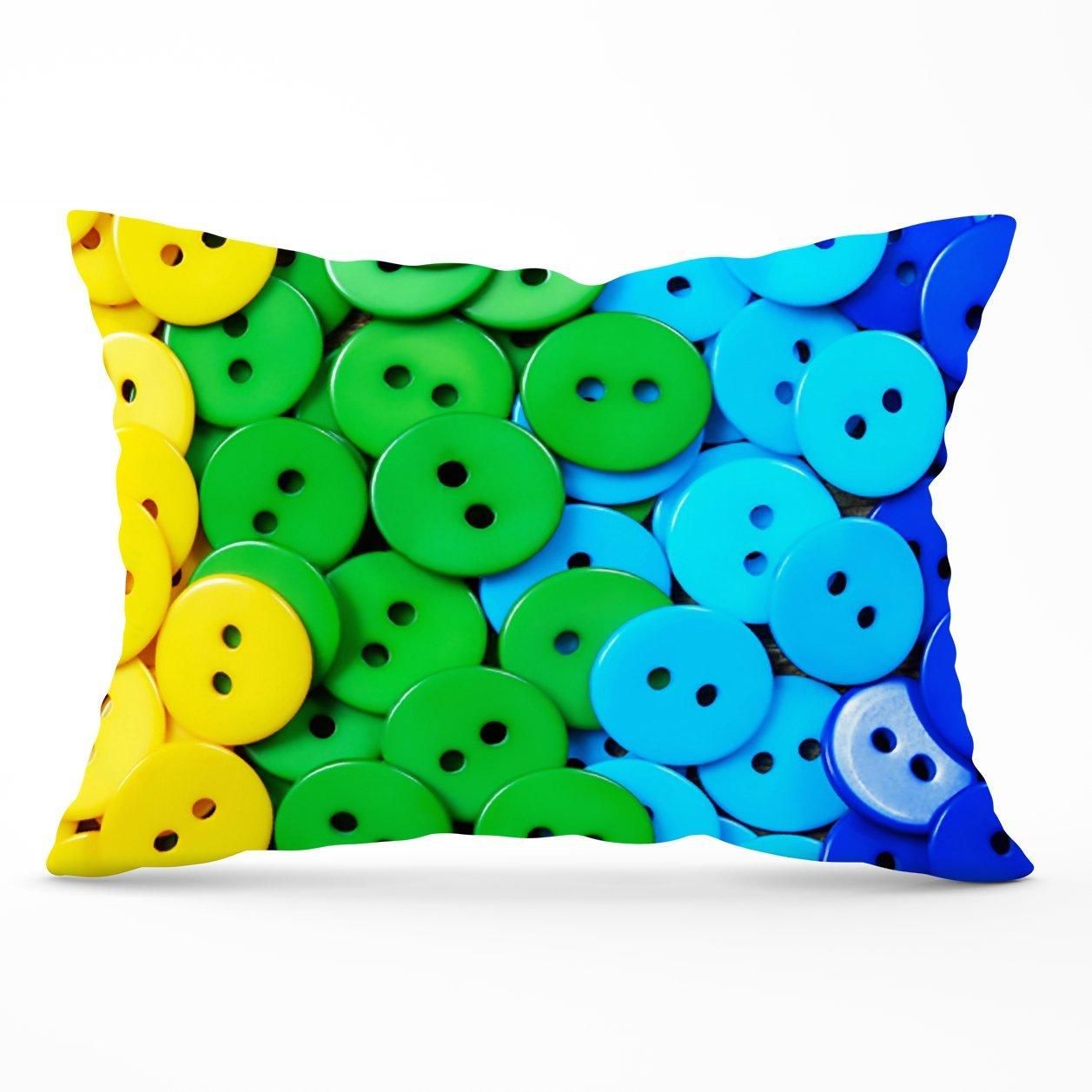 Warren Reed - Designer Colourful Buttons Cushions in Green