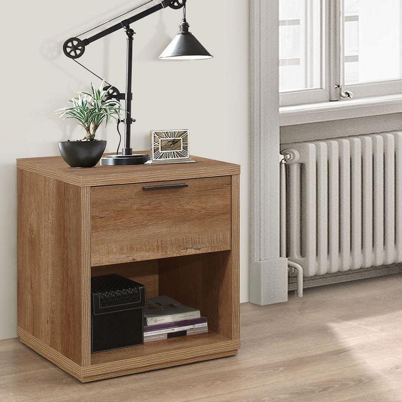 Stockwell Rustic Oak Wooden 1 Drawer Bedside Table