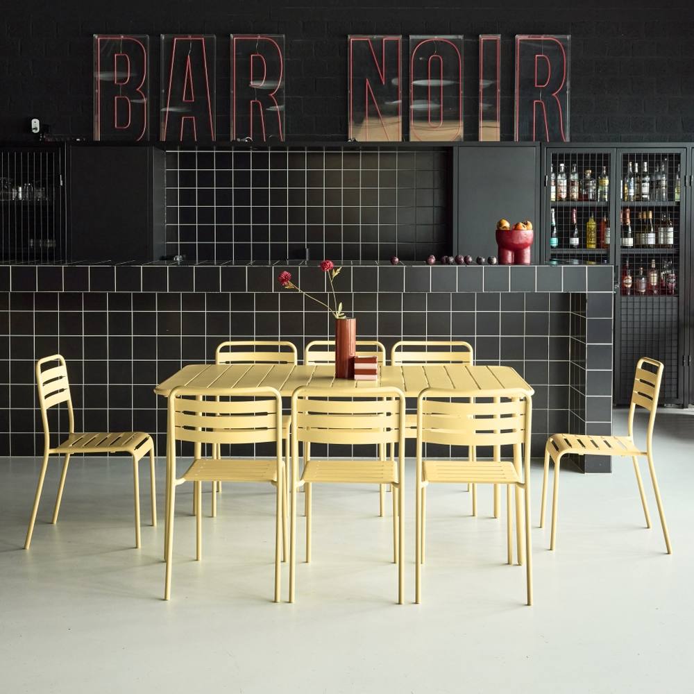 sweeek 8-seater Metal Garden Table With 8 Chairs in Yellow