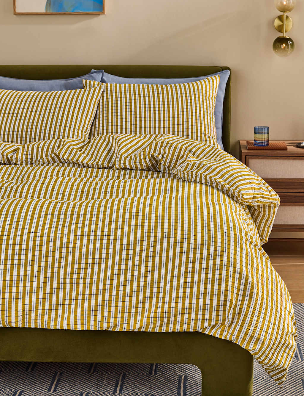 MADE Pure Cotton Checked Bedding Set Yellow