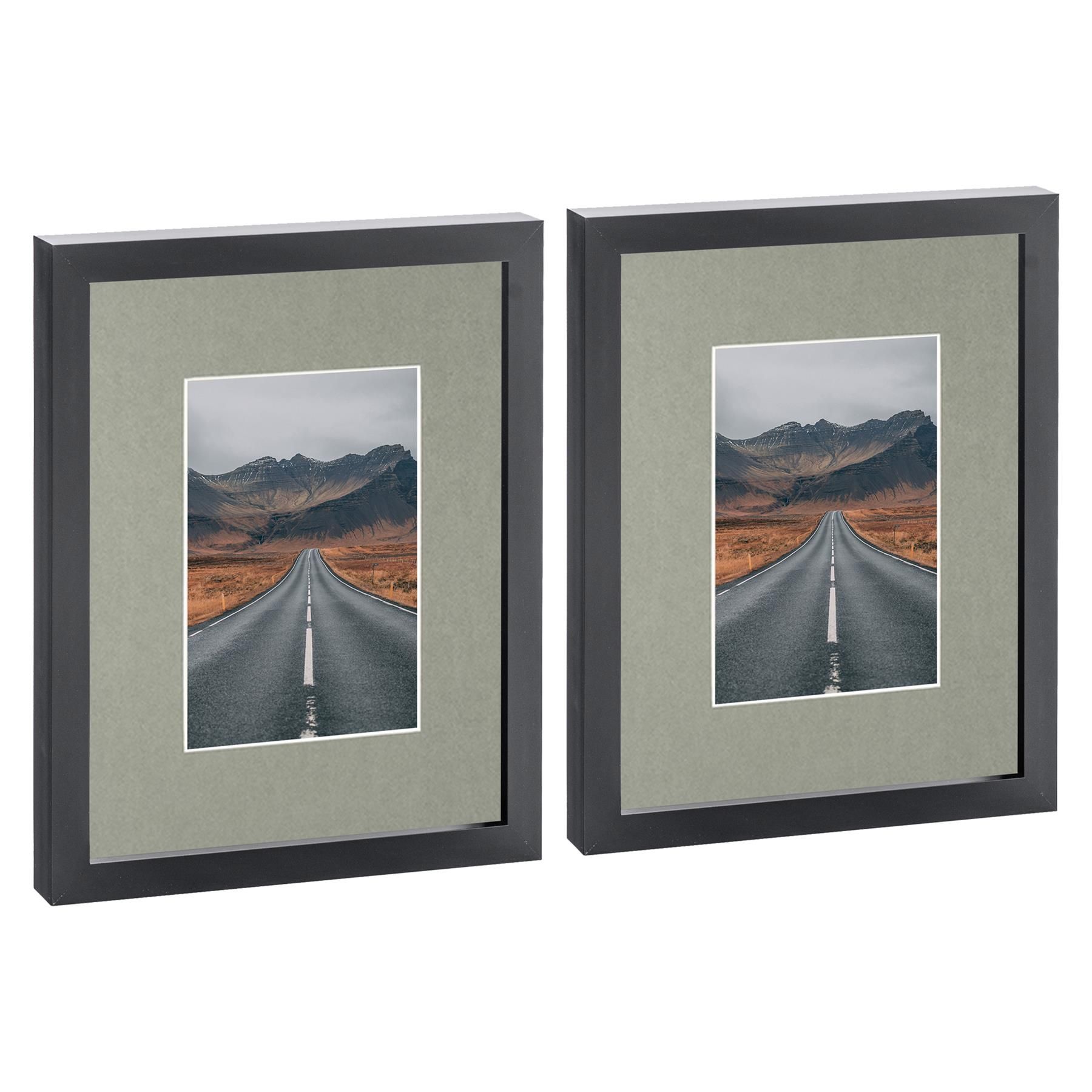 Nicola Spring Photo Frames with 4" x 6" Mount - 8" x 10" - White Mount - Pack of 2 in Black