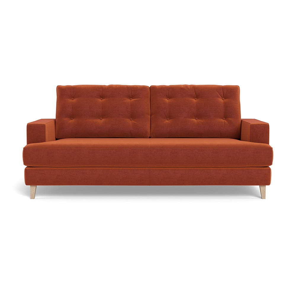Heal's Mistral 3 Str Sofa Cotton Velvet Russet Natural Feet 2