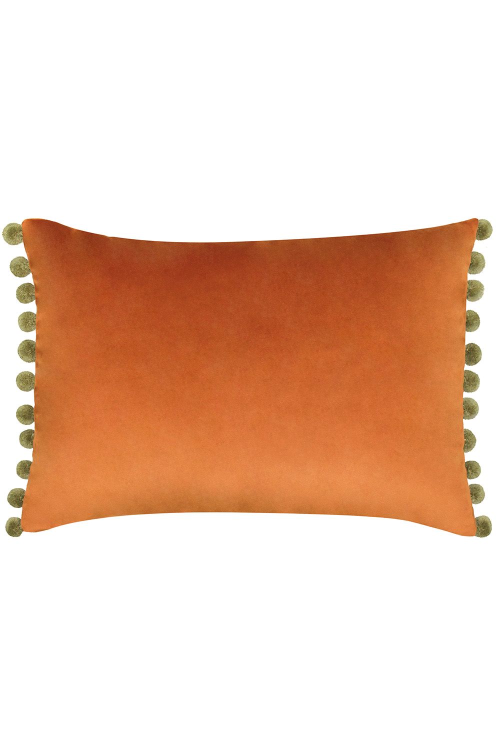 Paoletti Fiesta Soft Velvet Pom Pom Trimmed Cushion in Orange