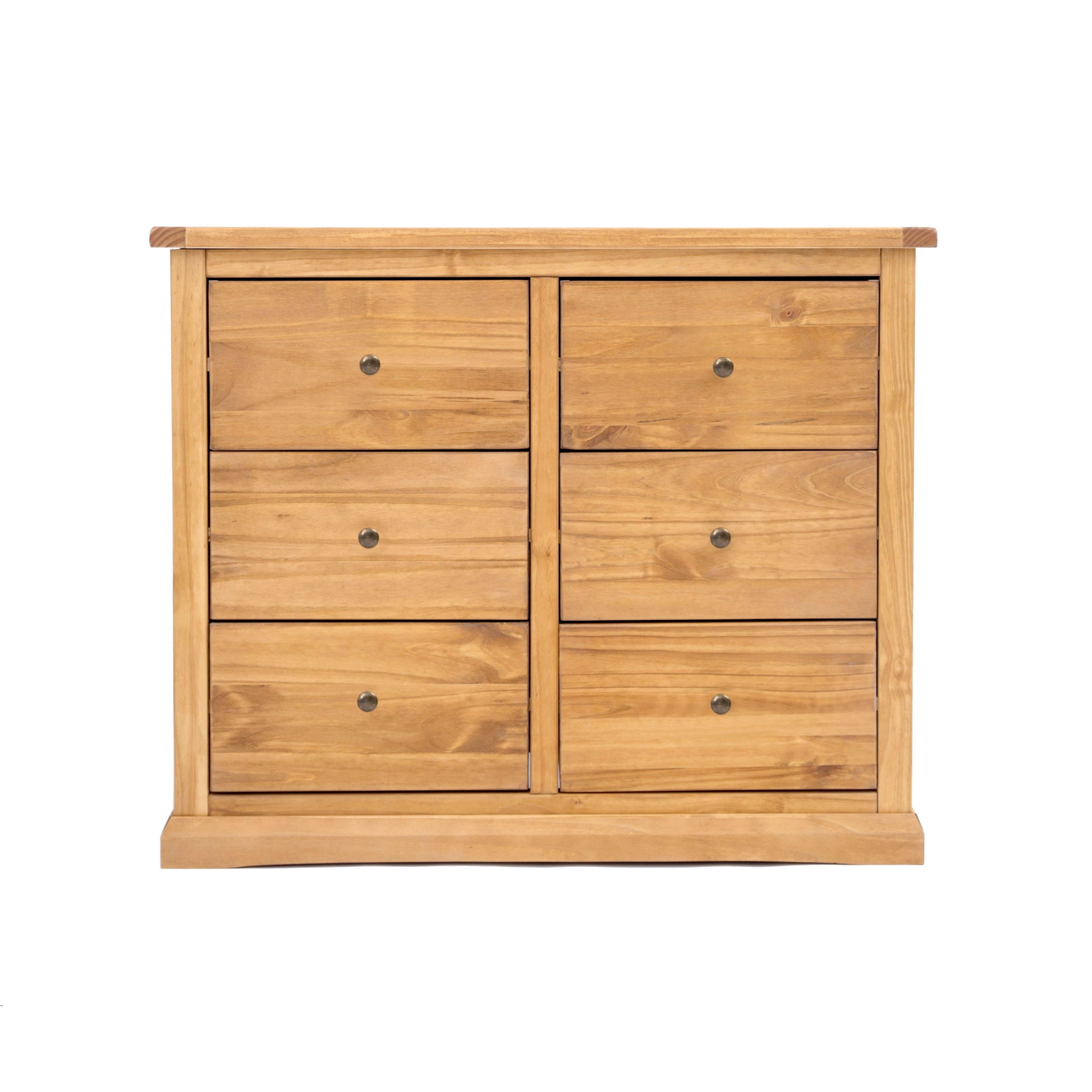 Cabinet Bits Lucca 6 Drawer Chest of Drawers Brass Knob in Light Brown