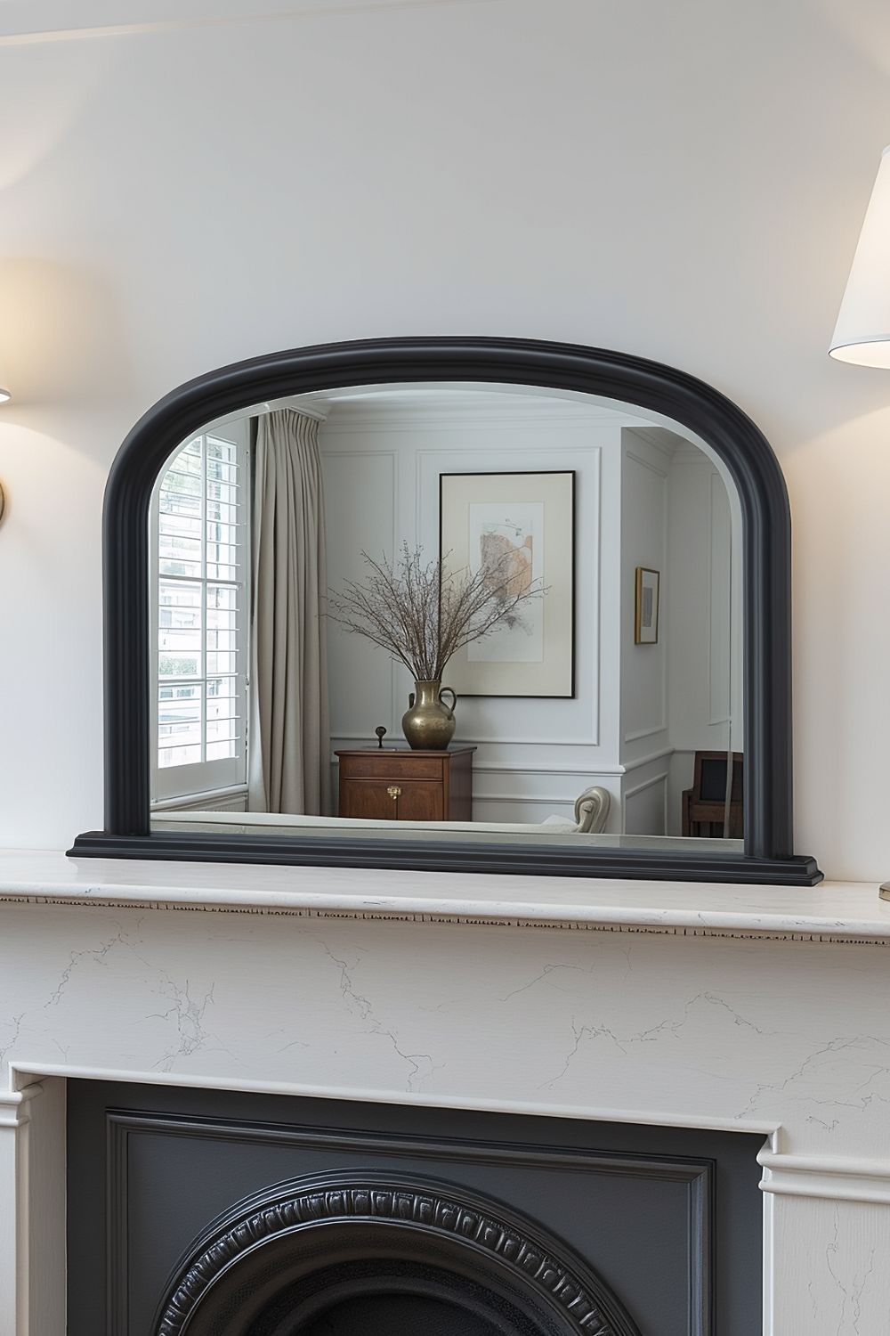 Yearn Mirrors Overmantle Arched Contemporary Mirror Black 112(w)x77cm(h)