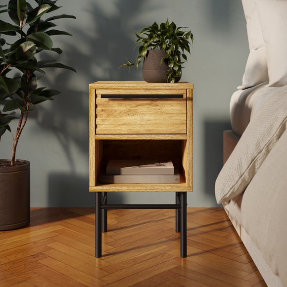 Bryant Compact Bedside Table, Mango Wood Effect