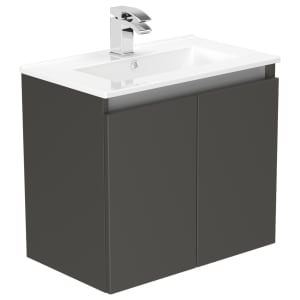 Newland Midnight Mist Slimline Basin Suspended Double Door Unit - 600mm