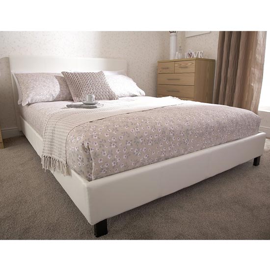 Alioth Faux Leather King Size Bed In White
