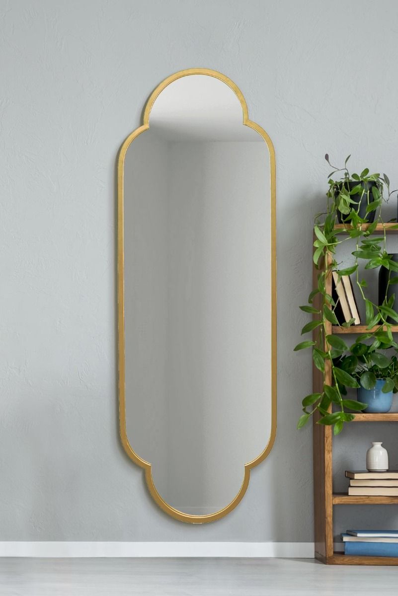 MirrorOutlet Gold Metal Framed Double Arched Oval Wall Mirror 67" X 23" 170 X 59M