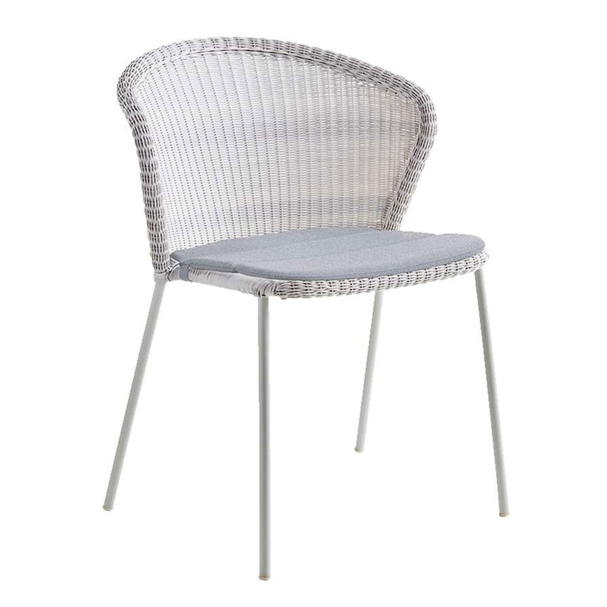 Cane-line Lean Outdoor Stackable Dining Chair, White Grey with Grey Cushion