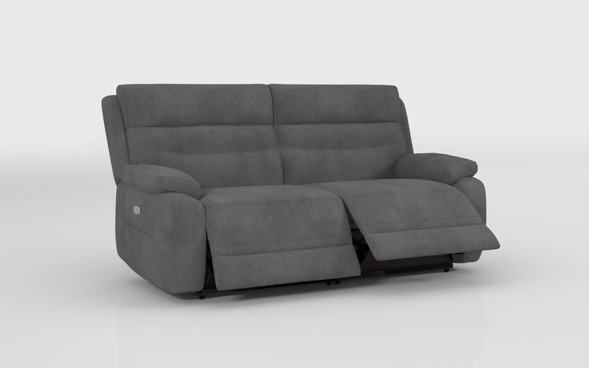 Grey Fabric Fenton 3 Seater Power Recliner Sofa