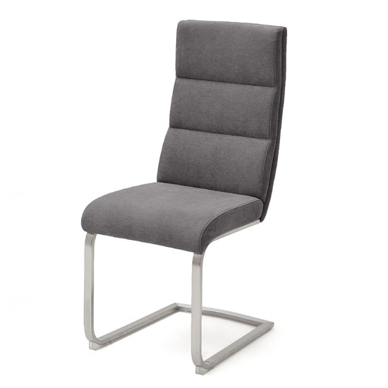 Hiulia Fabric Cantilever Dining Chair In Anthracite