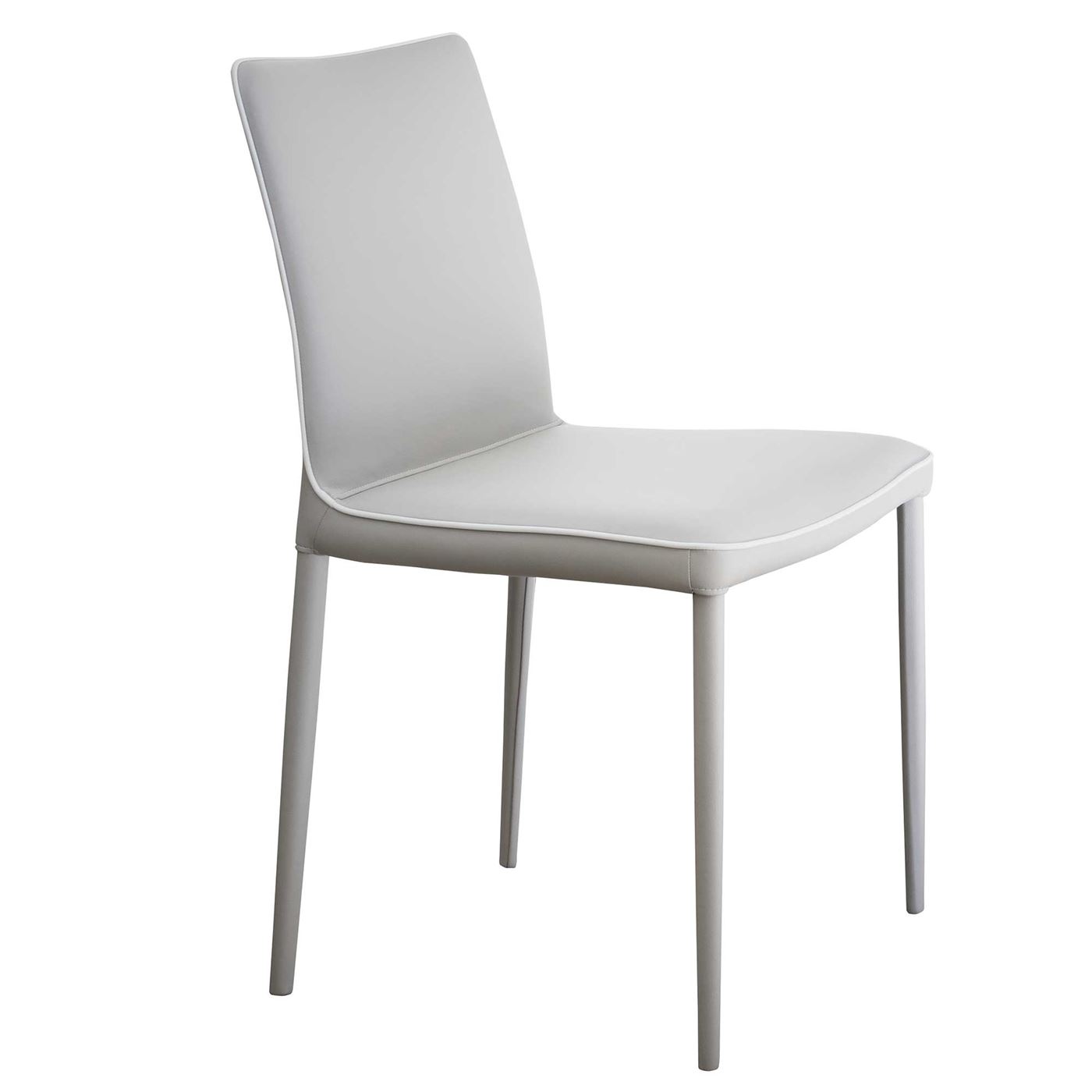 Bontempi Nata Dining Chair - Grey - Leather - W49 x D57 x H83cm - Barker & Stonehouse