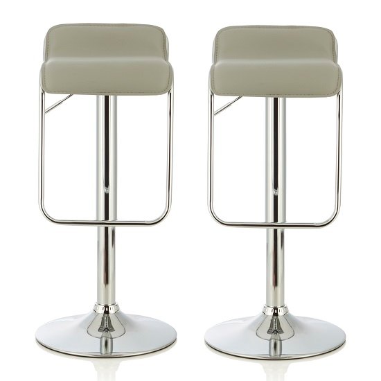 Mestler Modern Bar Stool In Grey Faux Leather In A Pair