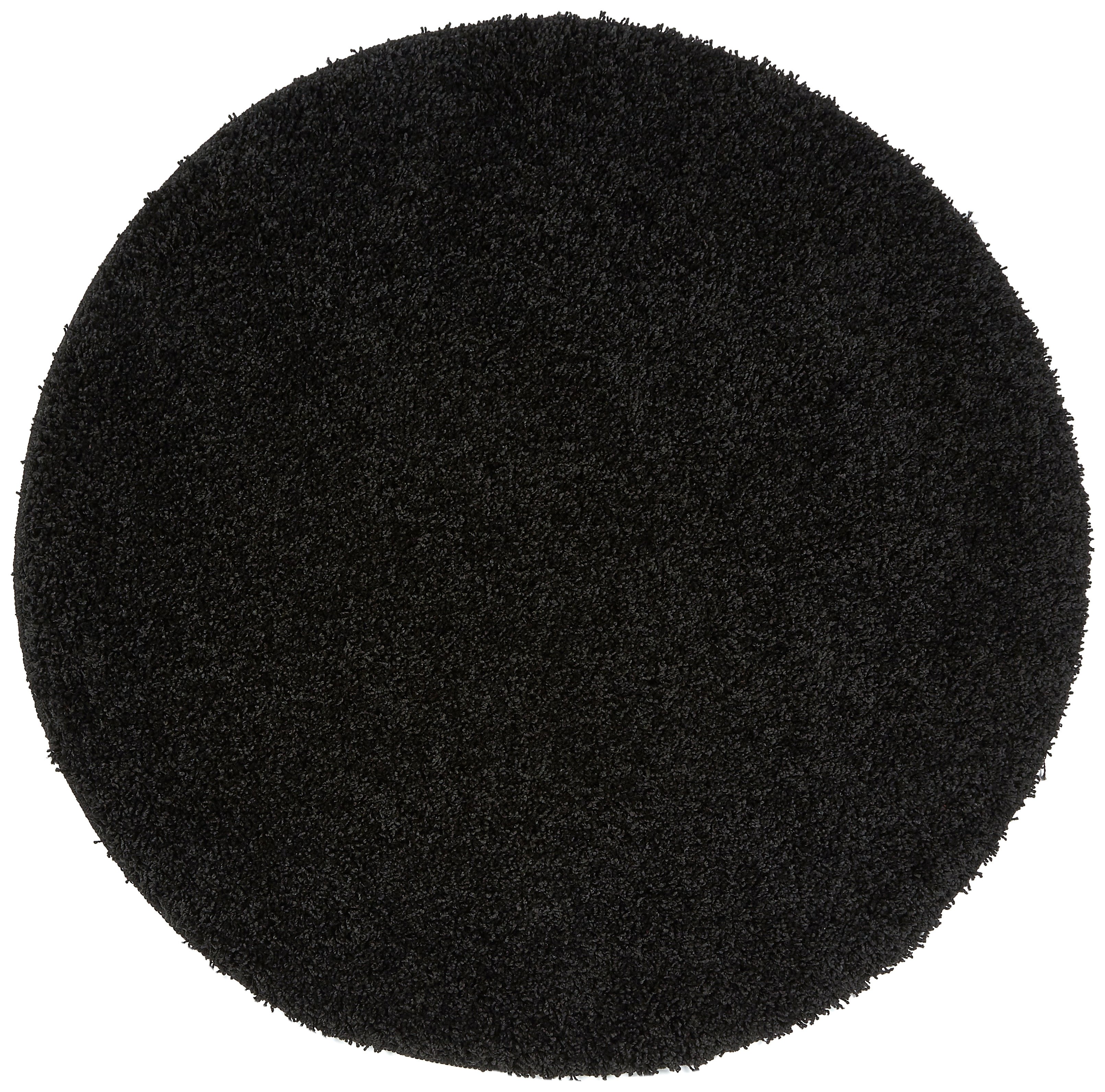 Buddy Plain Circle Cut Pile Rug - 100x100cm - Black
