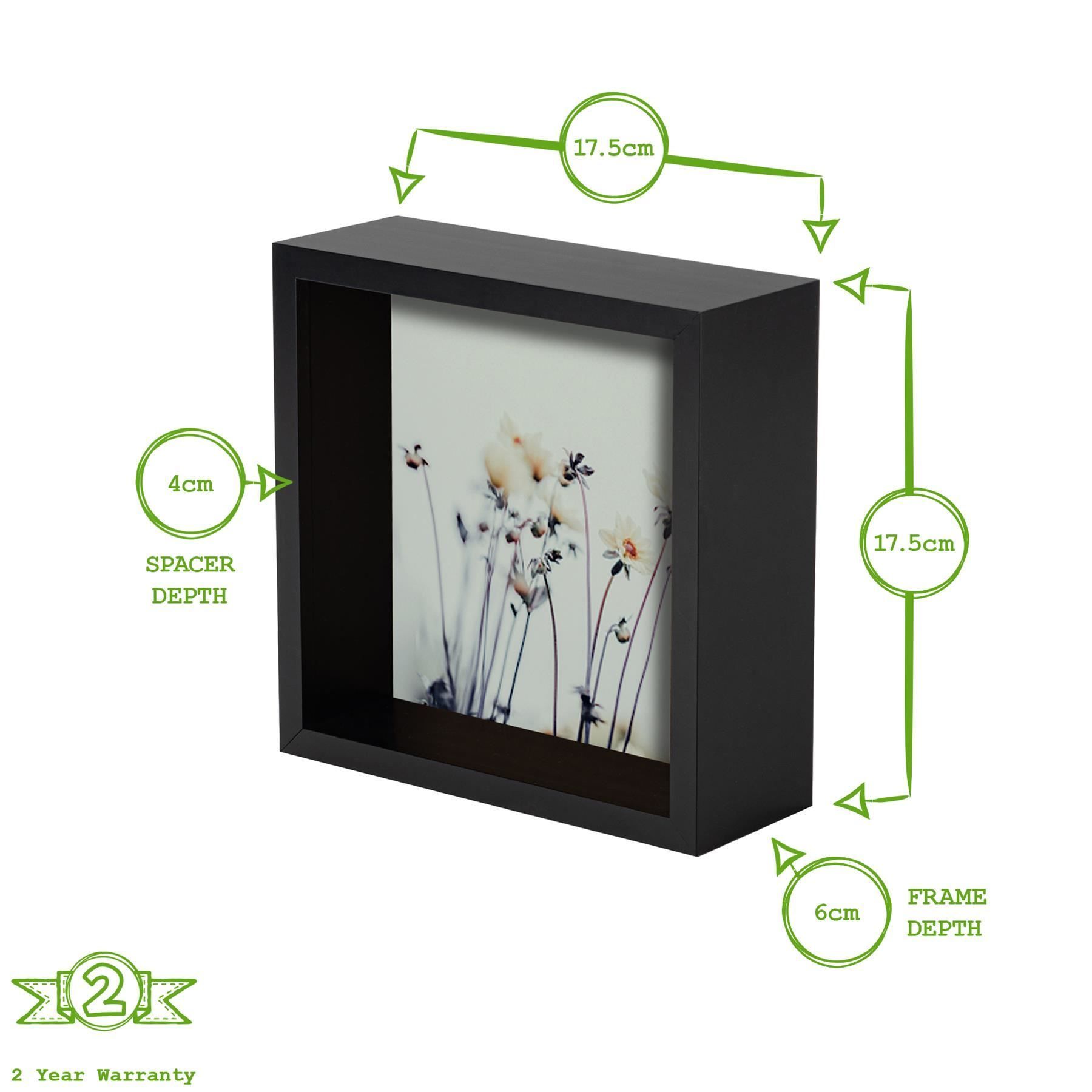 Nicola Spring 3D Deep Box Photo Frames - 6 x 6" - Pack of 2 in Black 4