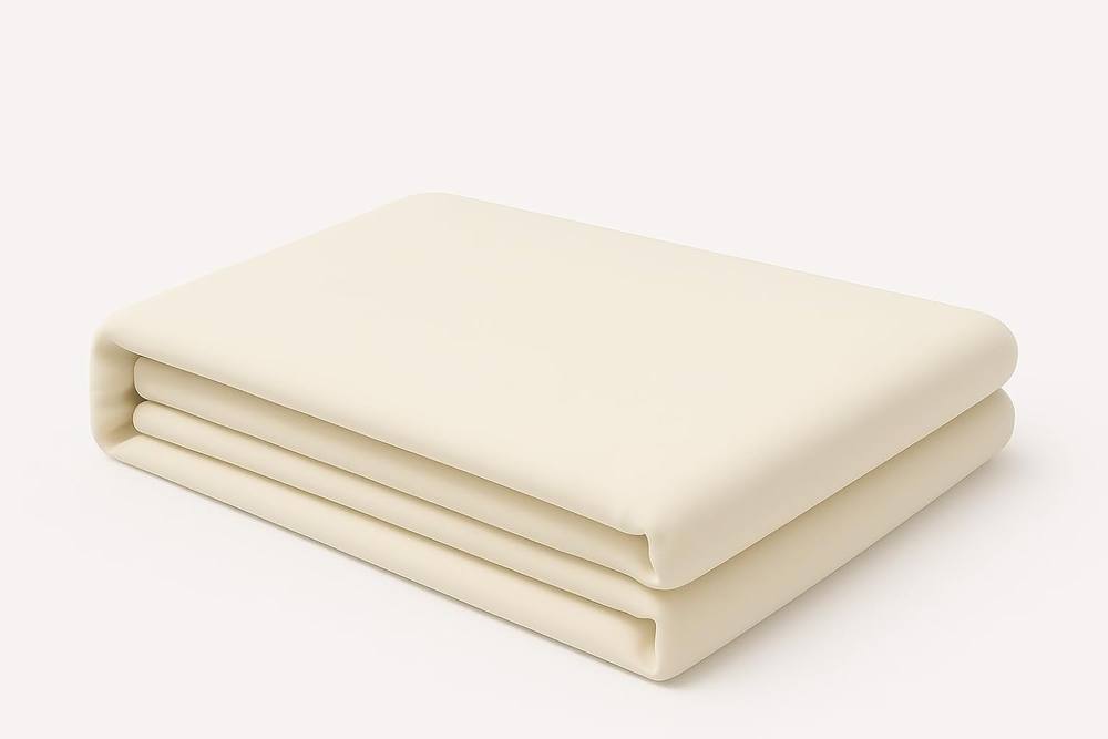 Homes-Linen Plain Dyed Flat Sheet Polycotton Blend Easy Care Bed Linen in Cream