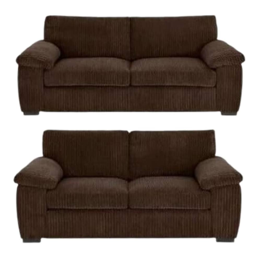 Bliss Furniture Jumbo Cord 3+2 Seater Sofa Set with Soft Fabric in Brown Colour