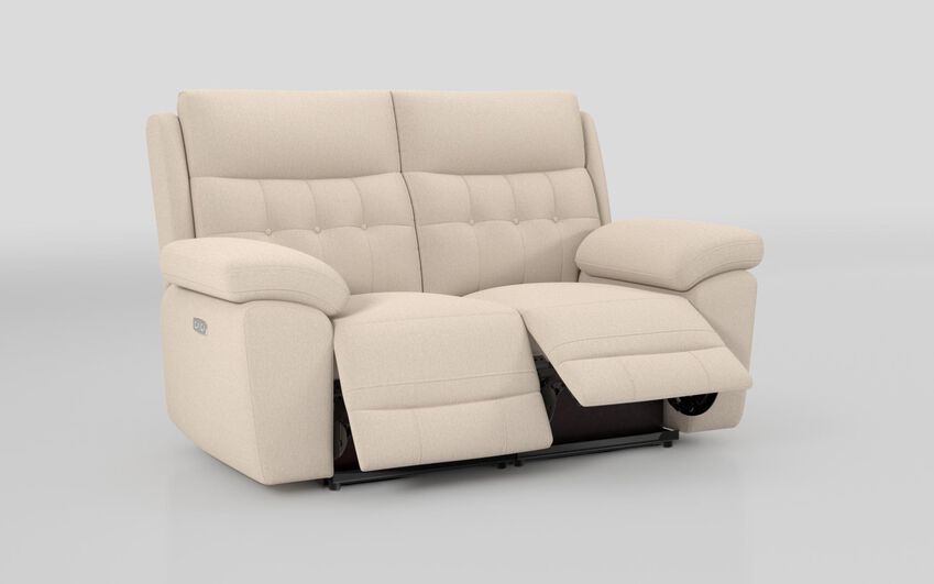 White Fabric Belford 2 Seater Power Recliner Sofa
