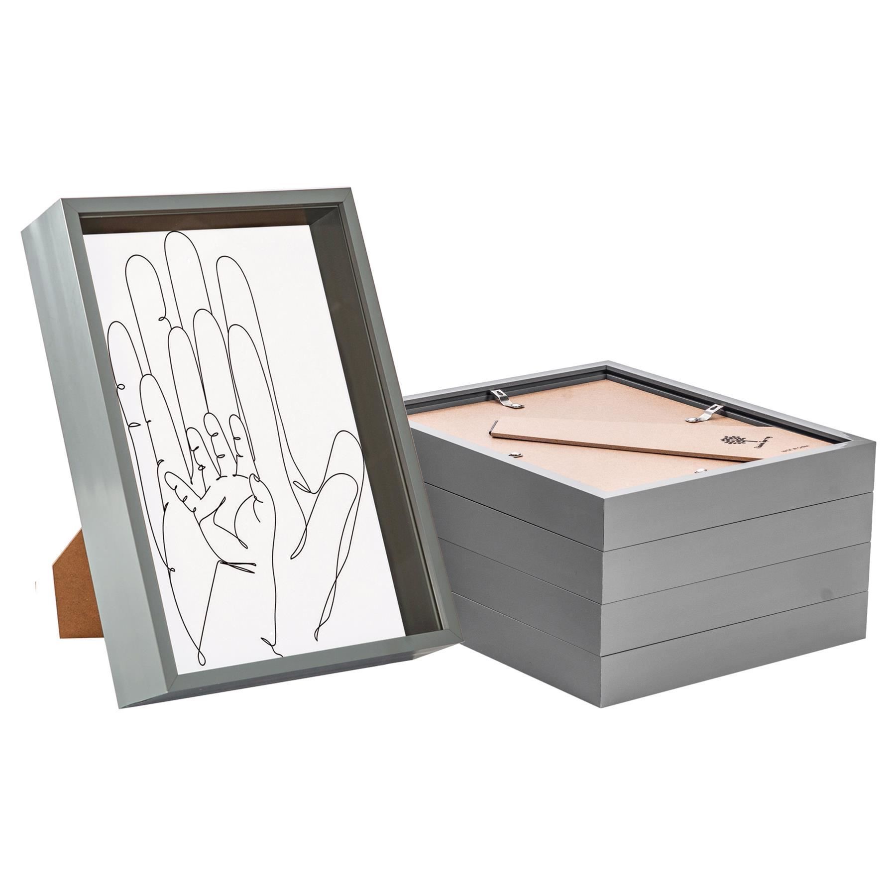 Nicola Spring Deep Box Photo Frame - A4 (8 x 12") - Pack of 5 in Grey