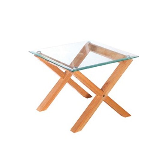 Cadiz Glass End Table In Oak