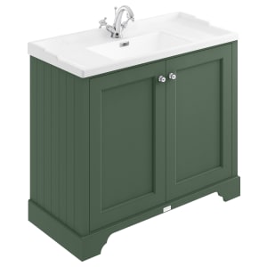 Bayswater Victrion Hunter Green Traditional Freestanding Vanity Unit & White Recessed Basin - 1000mm