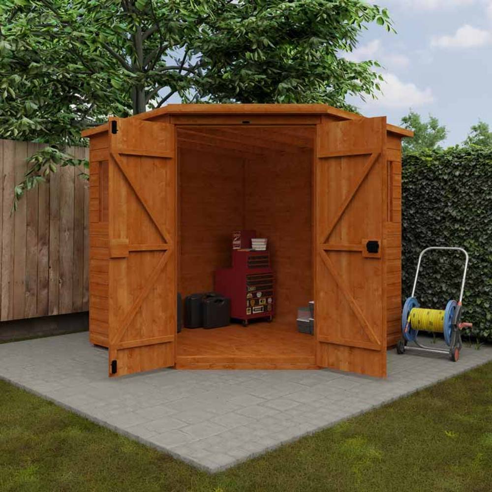 Buttercup Farm 7 x 7 Feet Corner Shed 12mm Shed - Solid Wood/Softwood/Pine in Burnt Orange 3