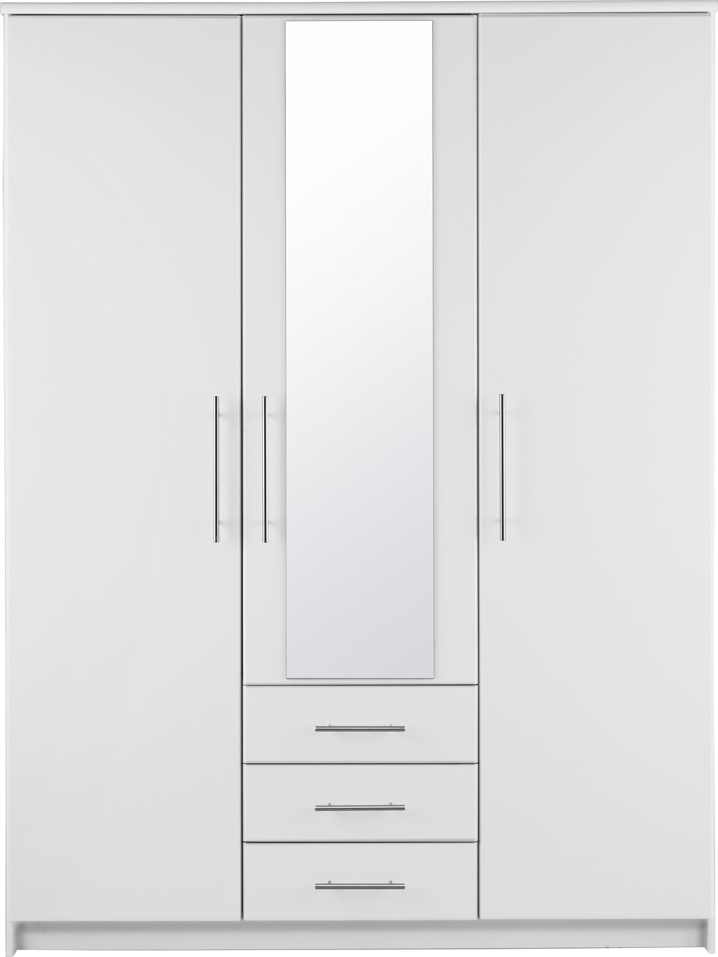 Argos Home Normandy 3 Door 3 Drawer Mirror Wardrobe - White