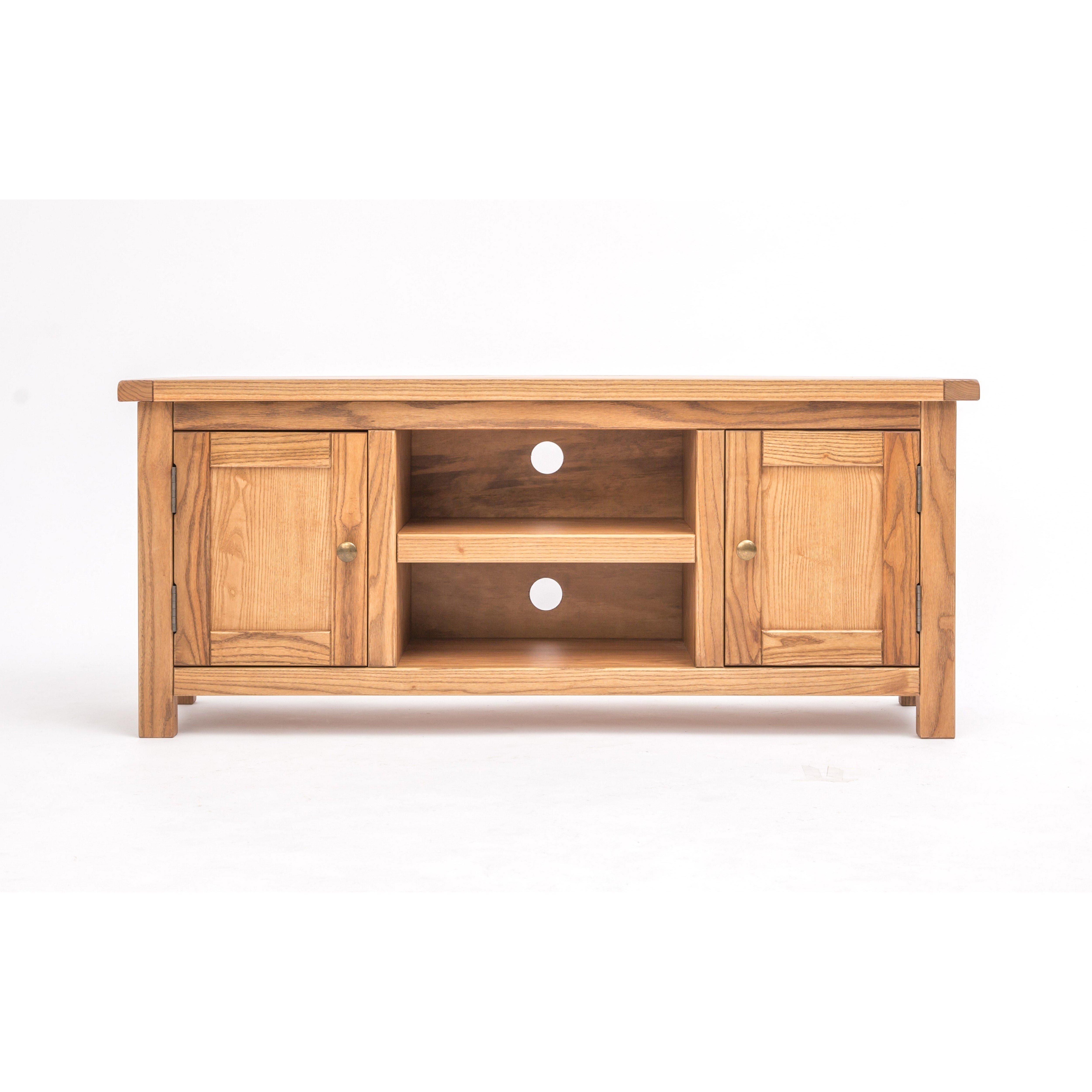 Cabinet Bits Trivento Light Wood 2 Door TV Cabinet Brass Knob in Natural