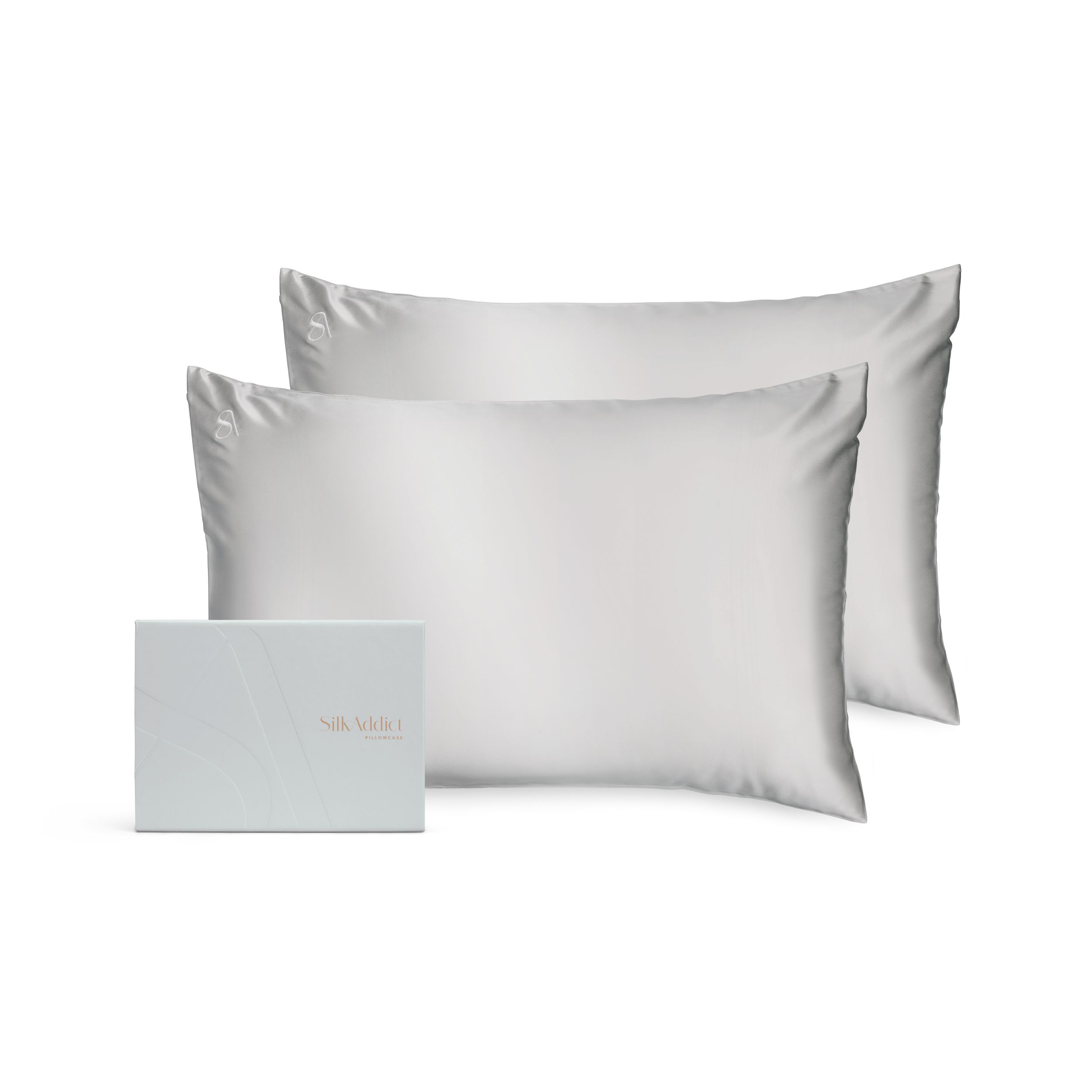 Silk Addict 100% Mulberry Silk Pillowcase Twinpack - Caramel in Silver