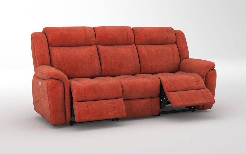 Orange Fabric Elland 3 Seater Power Recliner Sofa