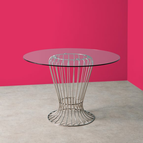 Yinka Ilori Trumpet Round Glass Top Metal Dining Table