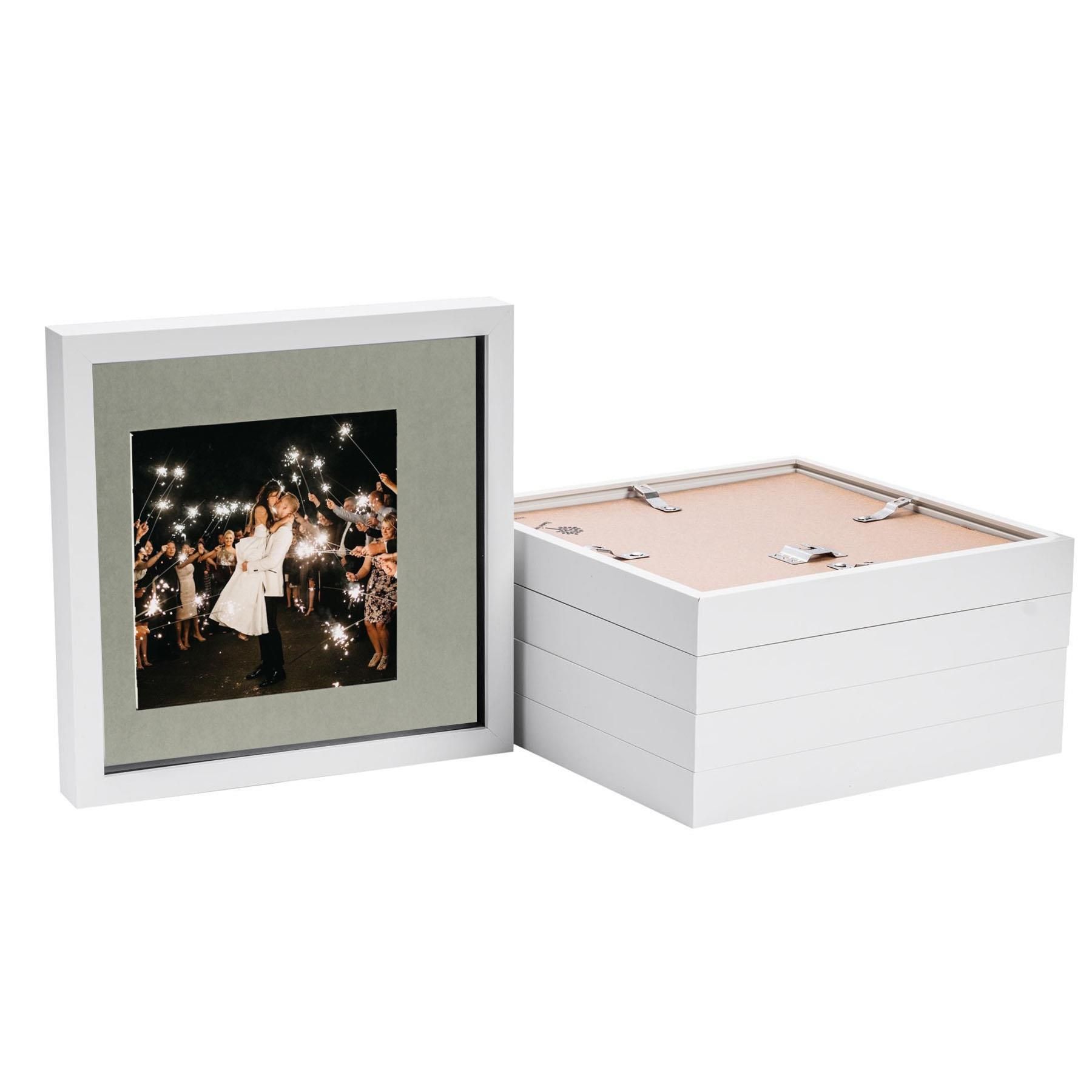 Nicola Spring 3D Box Photo Frames - 10 x 10" with 6 x 6" Mount - Ivory Mount - Pack of 5 in White