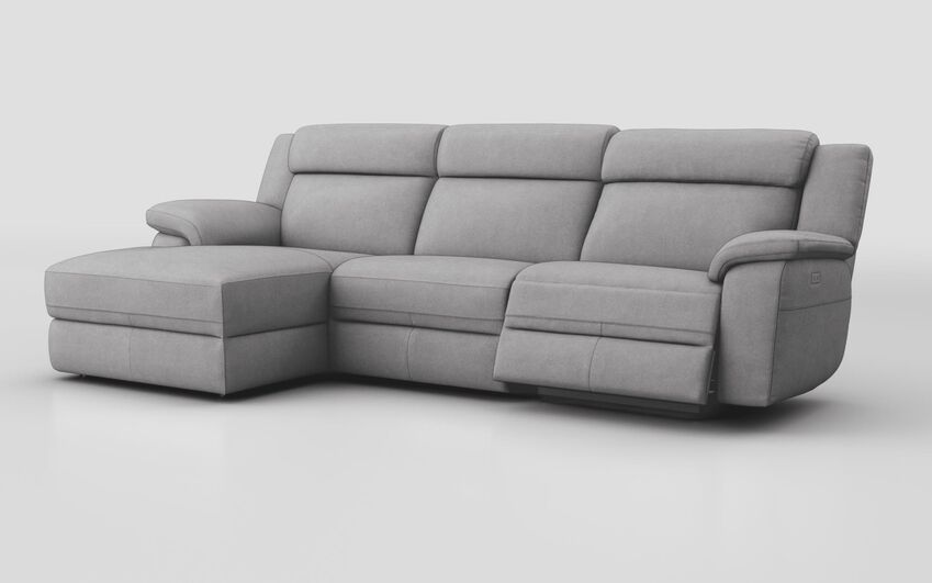 Grey Fabric Sarsina 3 Seater Sofa Right Hand Facing Power & Left Hand Facing Lounger