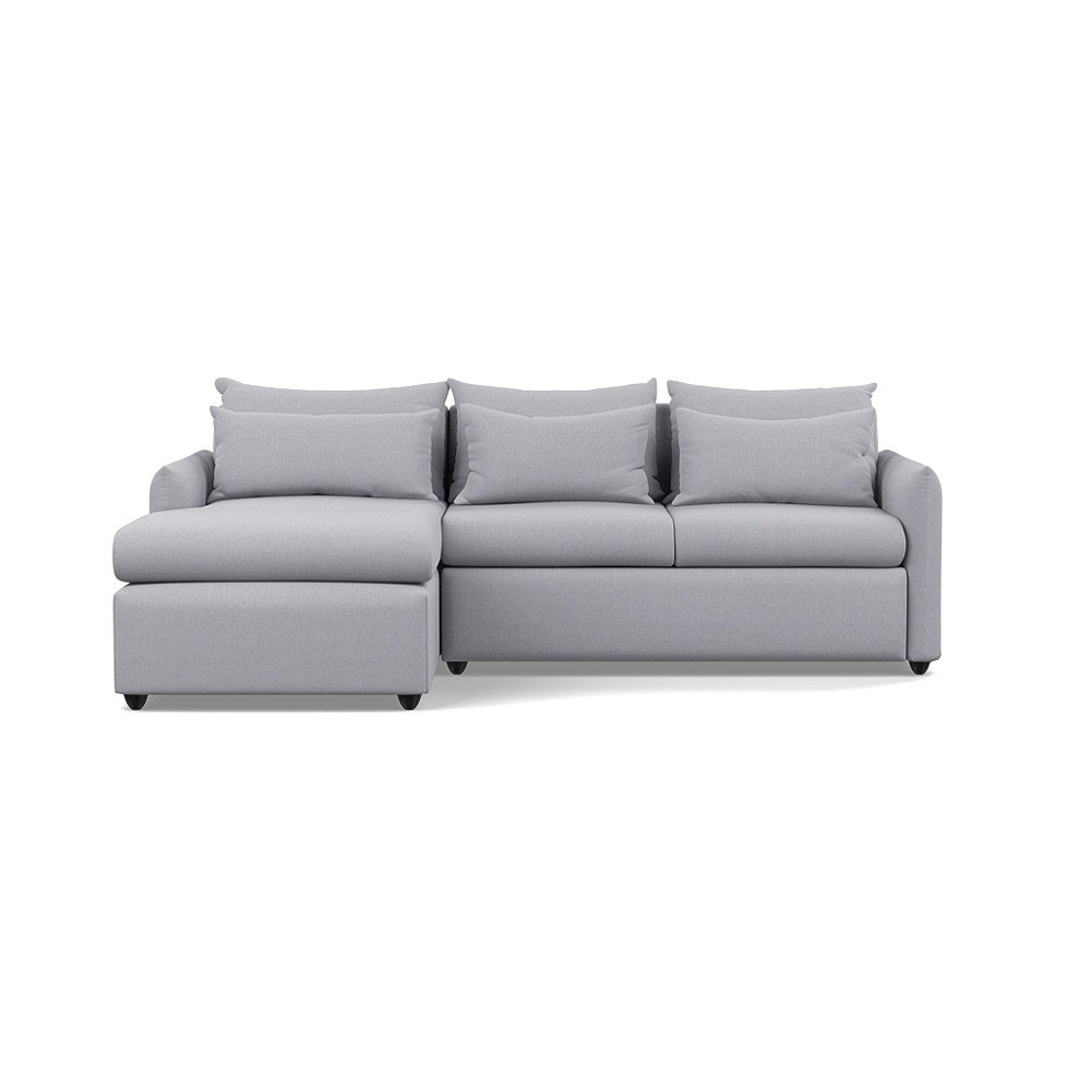 Heal's Pillow Medium LHF Corner Chaise Sofa Bed Brushed Cotton Pewter Black