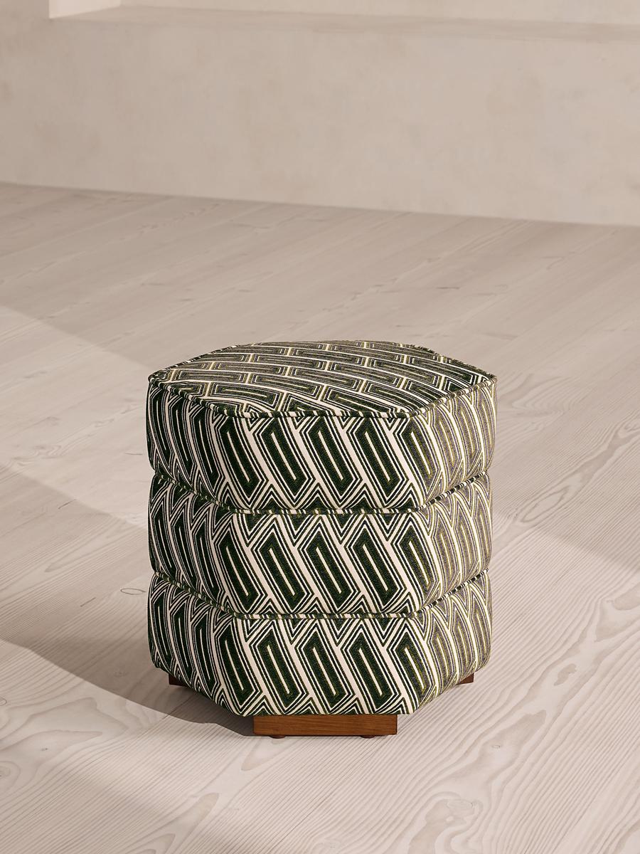 Lyla Footstool, Vende Jacquard, Olive
