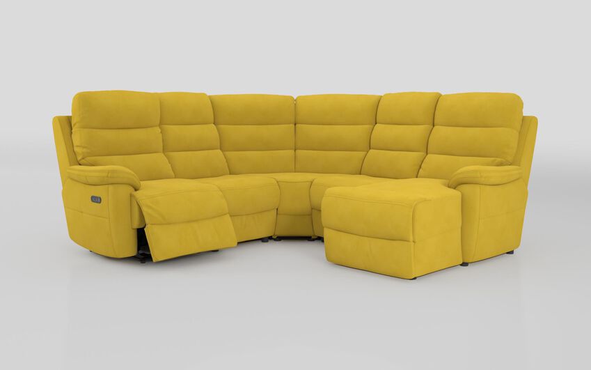 Green Fabric Ossett 2 Corner 2 Right Hand Facing Chaise Left Hand Facing Power Sofa with Head Tilt