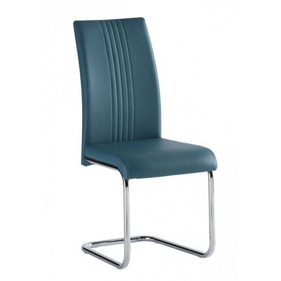 Monaco PU Leather Dining Chair In Teal