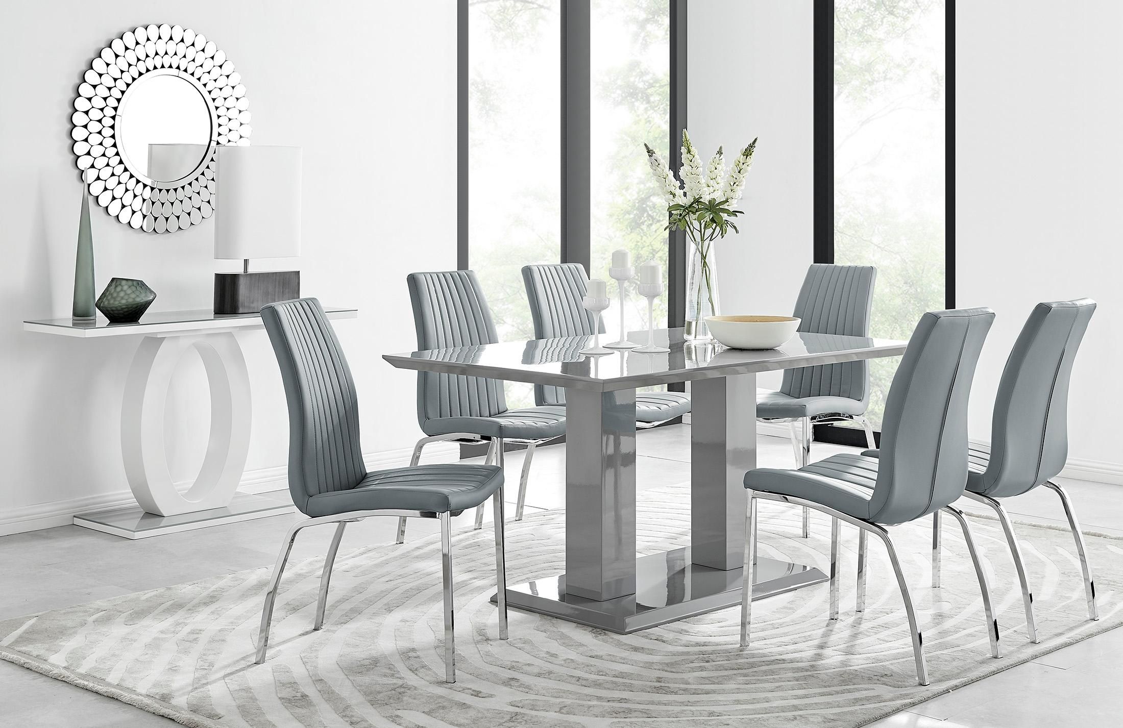 FurnitureboxUK Imperia 6 Grey Dining Table & 6 Isco Chairs