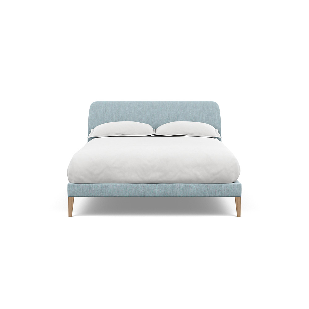 Heal's Wallis Bedstead Double Smart Linen Mix Duck Egg Walnut Feet