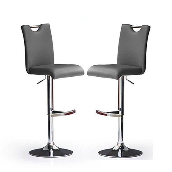 Bardo Bar Stools In Grey Faux Leather in A Pair